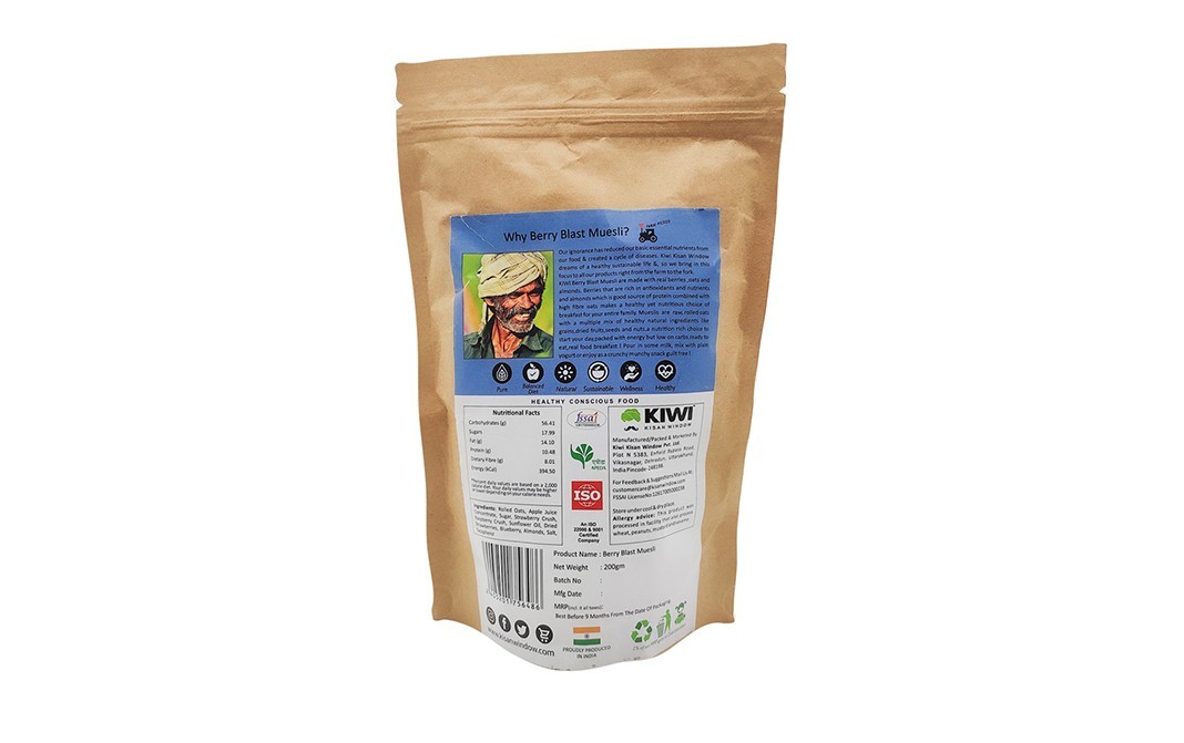 Kiwi Kisan Window Breakfast Cereal Berry Blast Muesli   Pack  200 grams